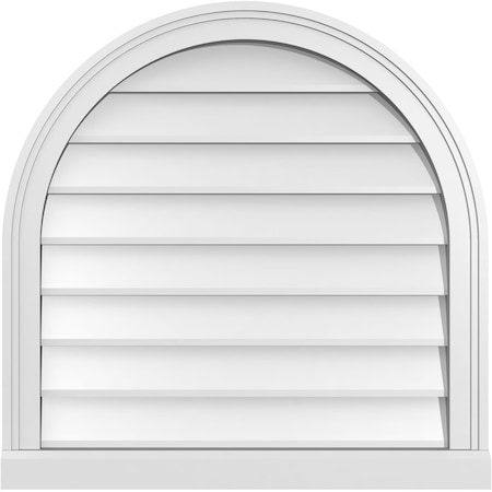 Ekena Millwork Round Top Surface Mount PVC Gable Vent w/ 2"W x 2"P Brickmould Sill Frame, 26"W x 26"H GVPRT26X2603SN